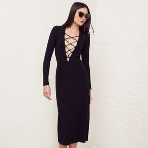 Reformation black tie up Edison dress